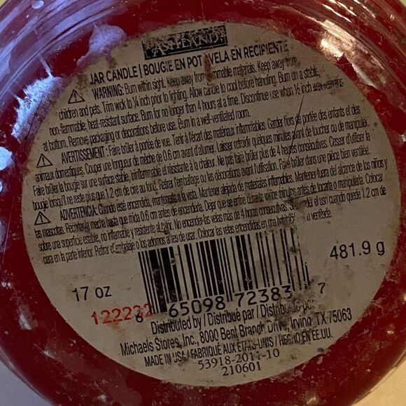 Ashland Scented Jar Candle Apple Crisp Unused Autumn 17 oz Red Reusable Glass - Picture 3 of 6